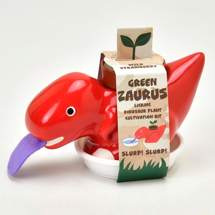 dinosaur self watering plant Green Zaurus - Red
